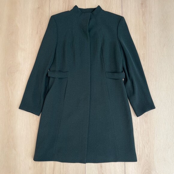 Alfani Military-Style Long Line Jacket Mandarin Collar Deep Green Size 8 Petite - Picture 13 of 16